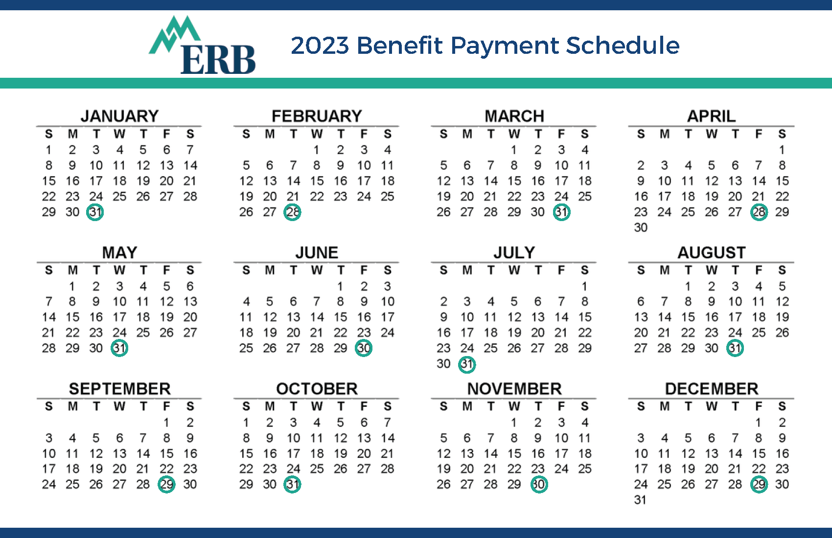 2023 Benefit Payment Schedule