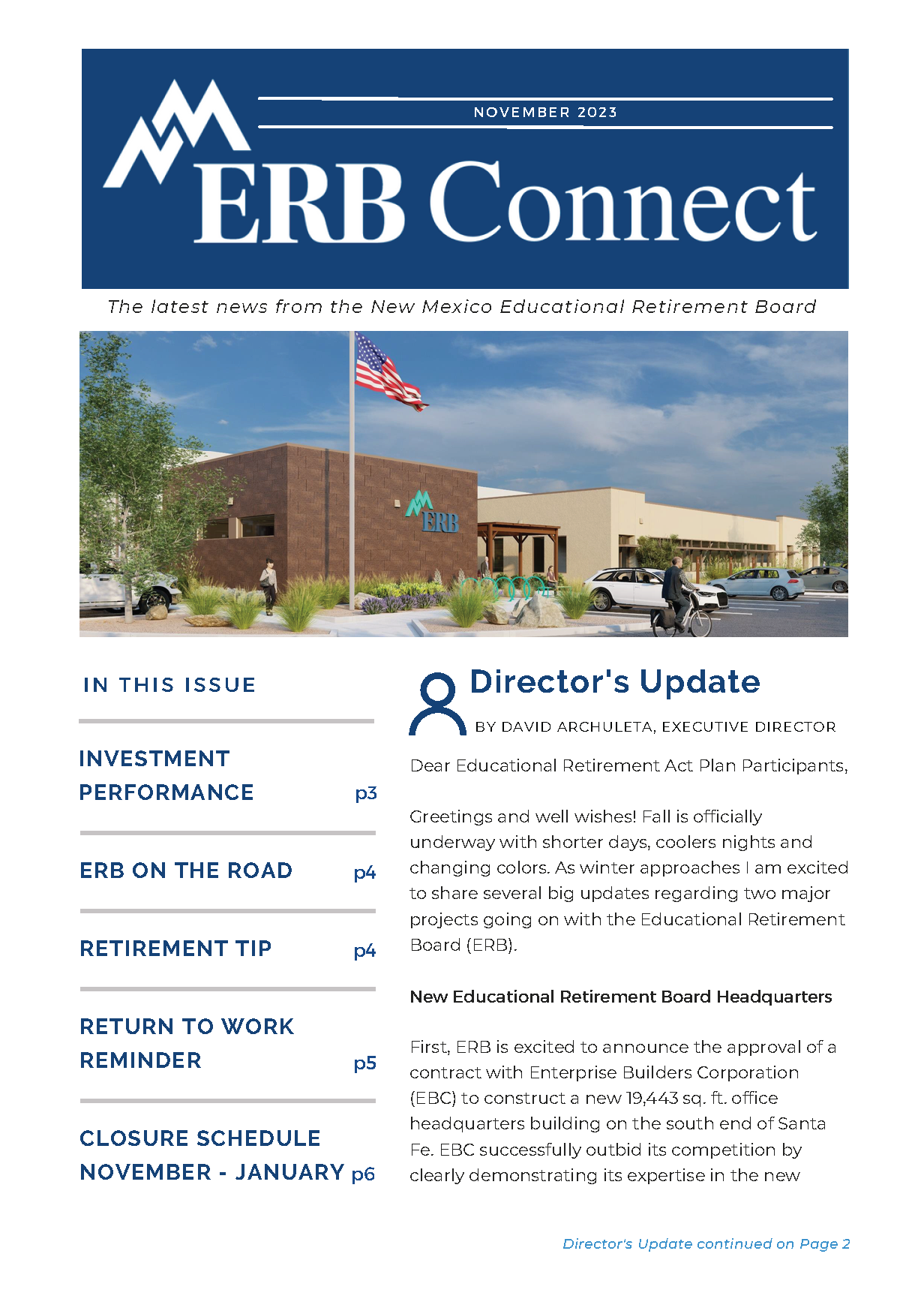 ERB Connect Thumbnail of page 1 of the November 2023 issue.