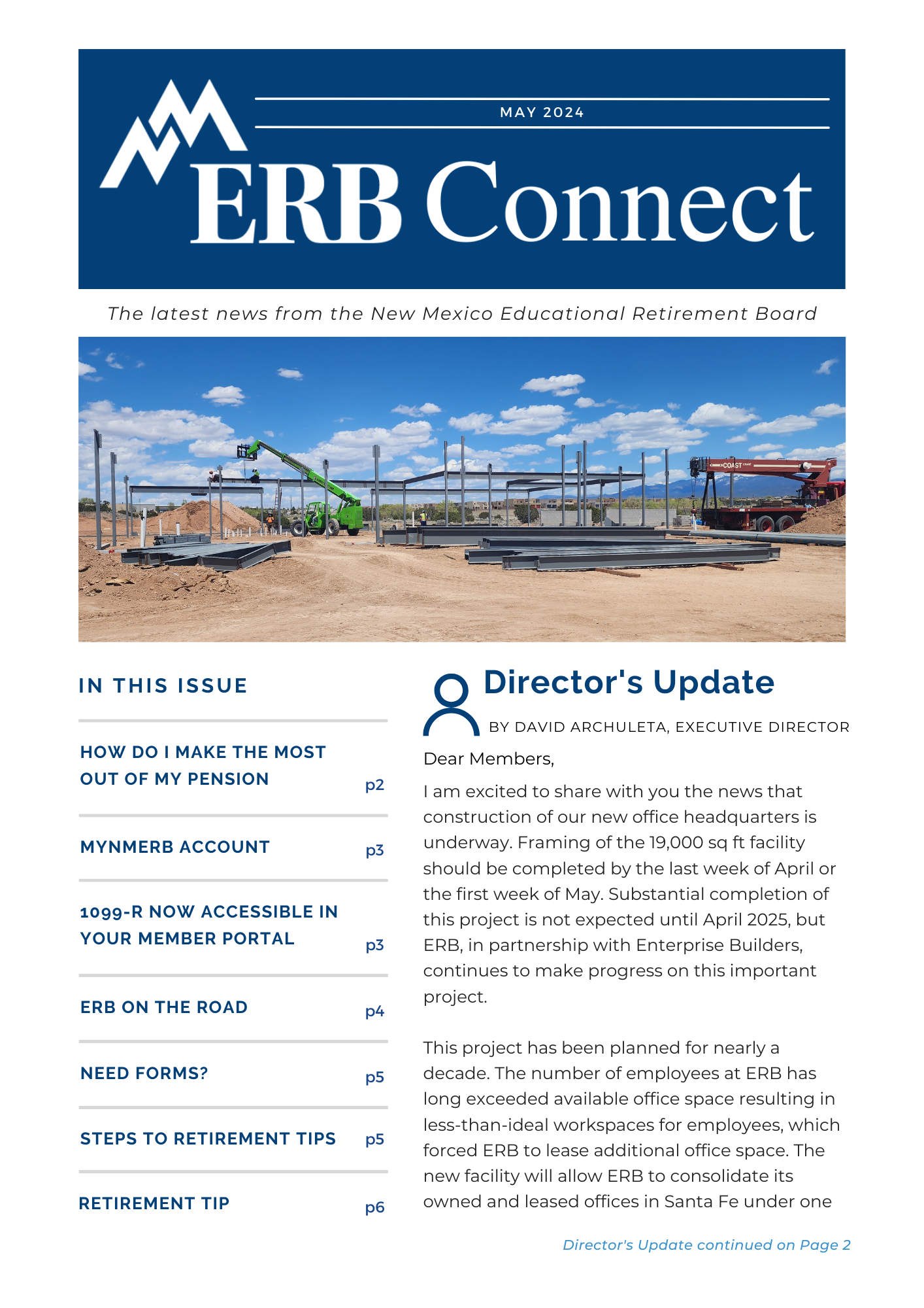 Image of the ERB Connect May 2024 page one