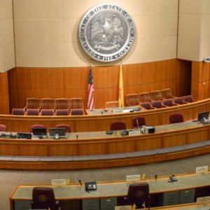 NM Roundhouse - front of the main Legislative Meeting room.