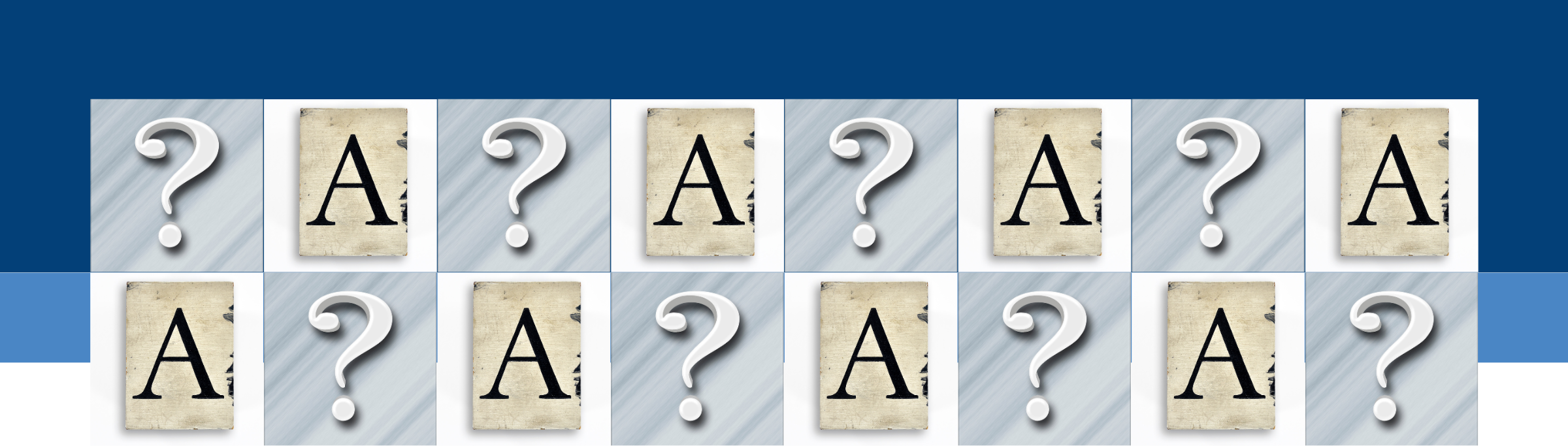 Member Q A image Dark blue banner at top with light blue banner below. Question mark and Letter A alternate in two rows.